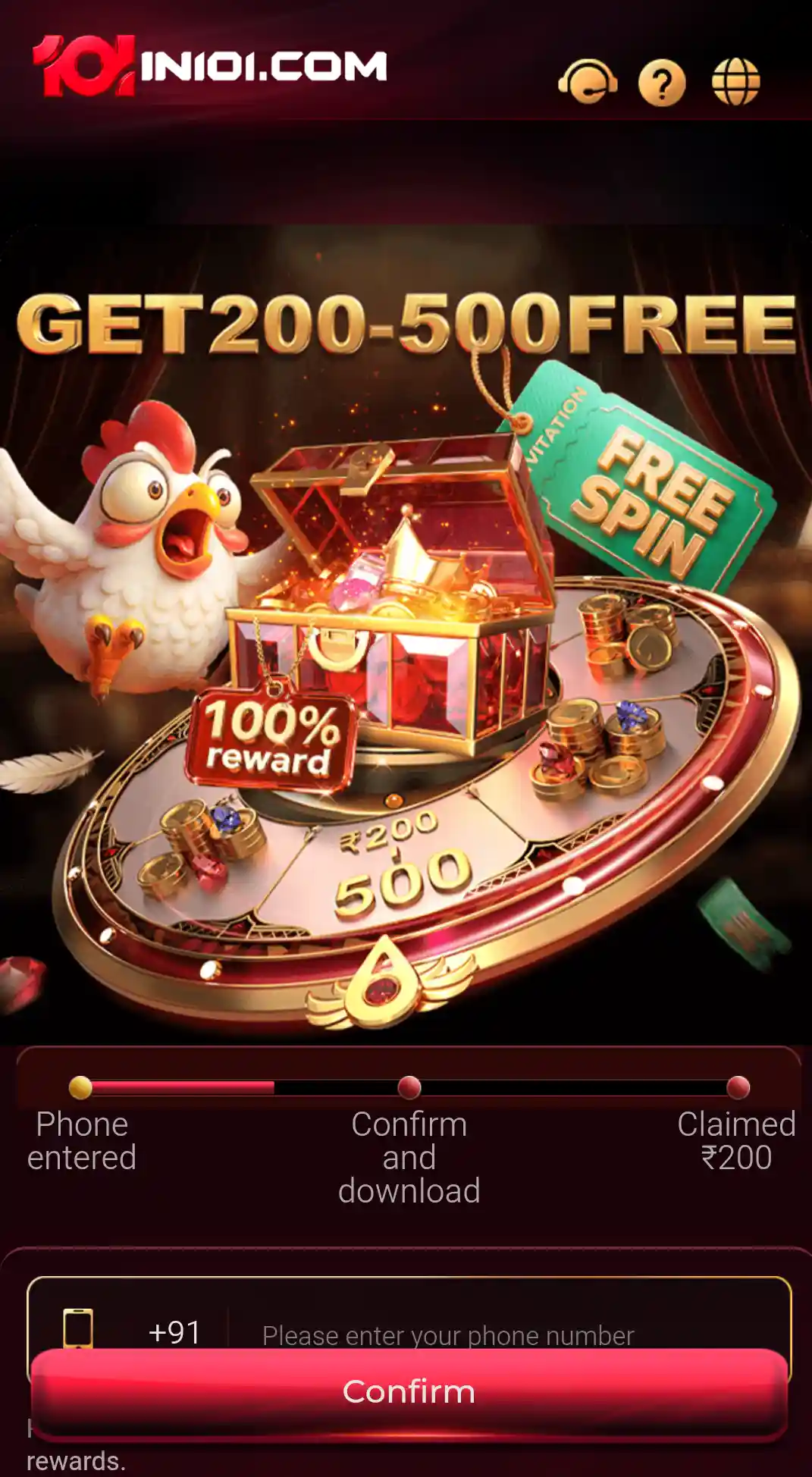 IN101 Game App mobile interface